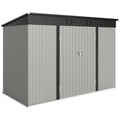 9' x 4' Galvanized Steel Garden Storage Shed with Lockable Doors, Gloves and 2 Air Vents for Backyard, Patio, Lawn