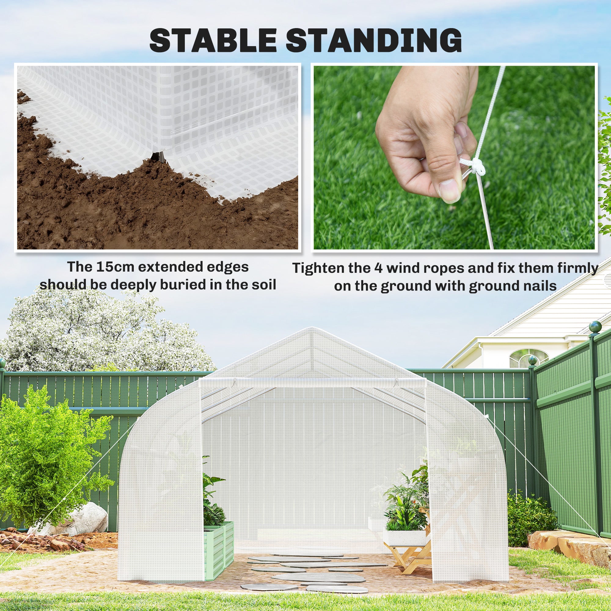 15'x10'x7' Greenhouse Gardening Planting Shed White