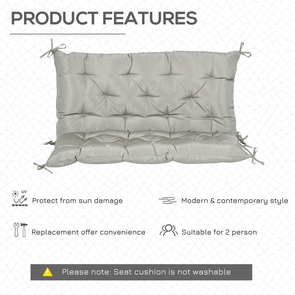 2-Seater Garden Bench Cushion Swing Chair Mat Replacement with Backrest, for Indoor and Outdoor, 39.4"x38.6", Grey