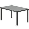 Rectangular Patio Table for 6, Outdoor Dining Table with Wood-Plastic Composite Top and Steel Frame for Garden, Grey