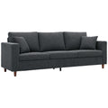 3 Seater Sofa with Wide Seat, Corduroy Couch with Deep Seat, Spring Cushion, Dark Grey