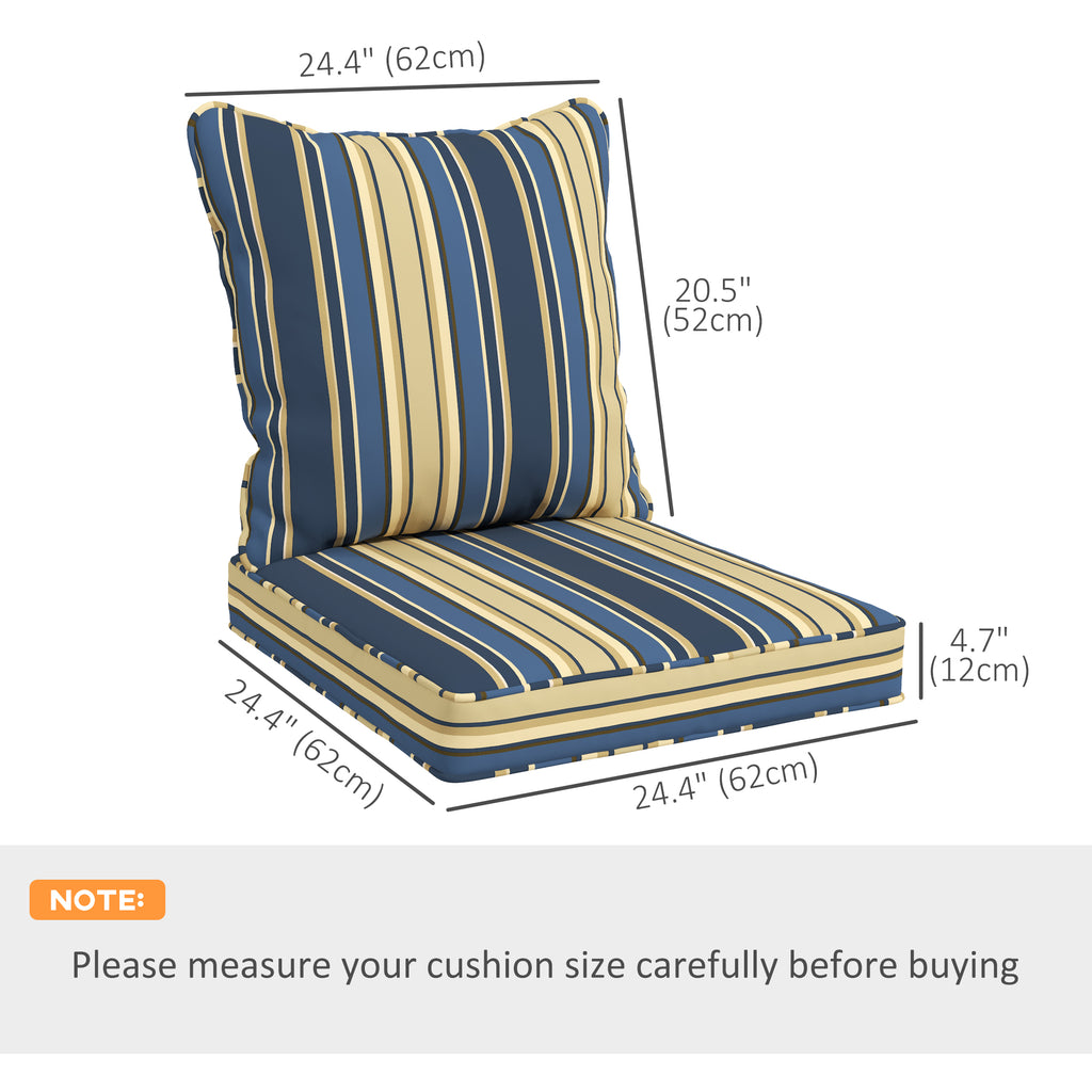 Seat Cushion Back Pillows Replacement Set of 2, Patio Chair Cushions Set for Indoor Outdoor, Blue