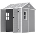 6' x 6' Resin Outdoor Storage Shed with Floor, Window, Lockable Doors and Vents for Backyard Patio Lawn, Grey