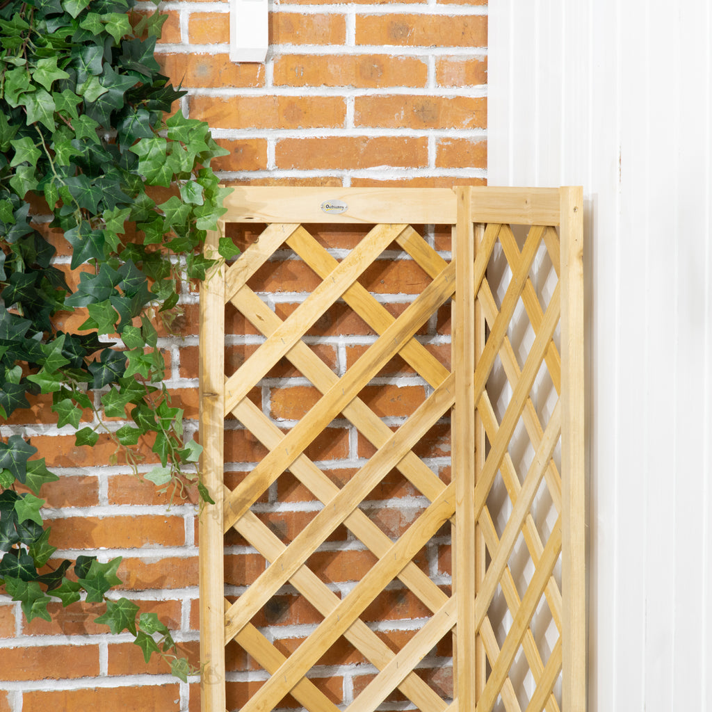 Raised Garden Bed Wood Planter with Trellis for Vine Climbing, 16" x 16" x 57", Natural
