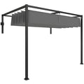 10' x 7' Lean To Pergola, Metal Pergola with Retractable Roof for Grill, Garden, Patio, Deck
