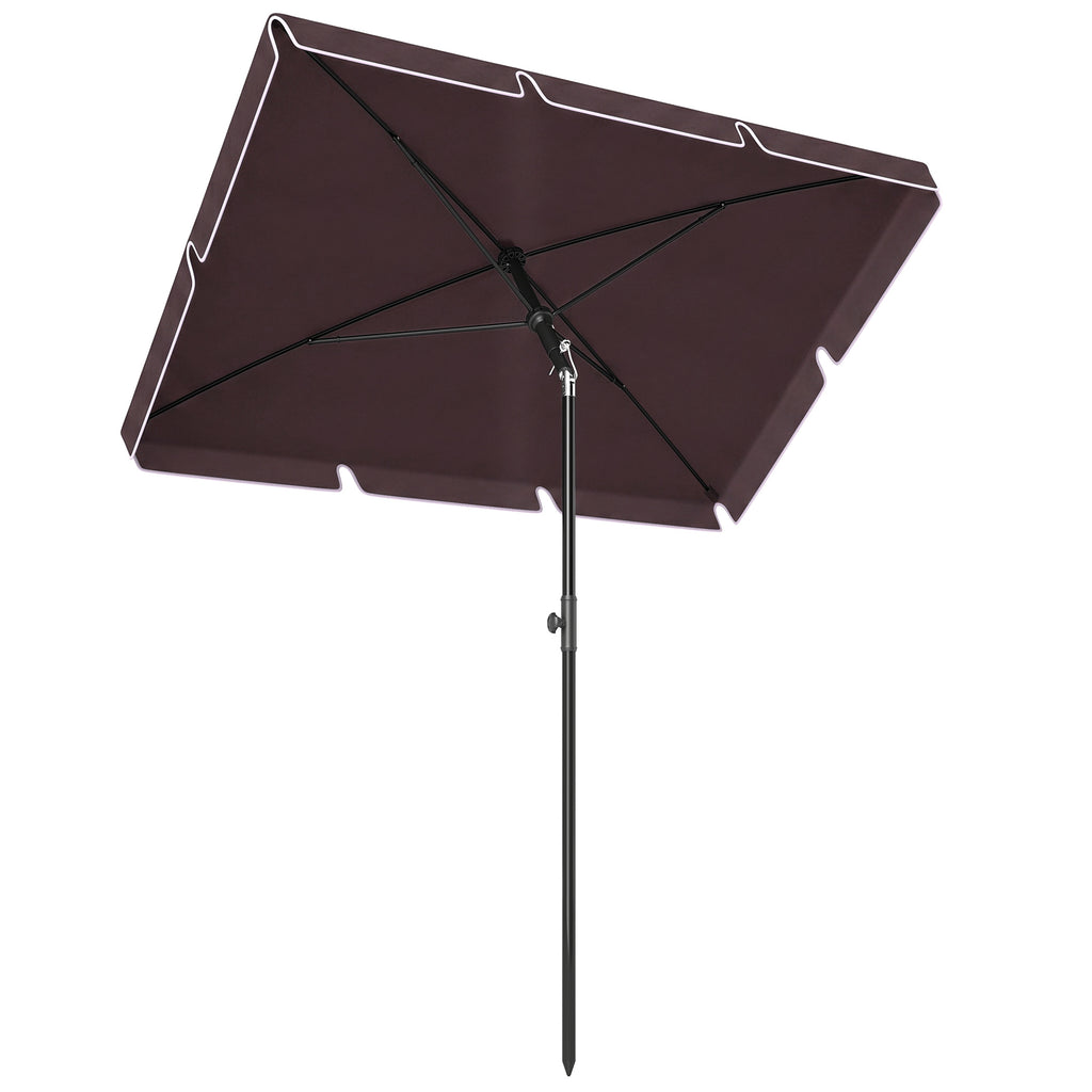 6.5x4ft Rectangle Patio Umbrella Aluminum Tilt Adjustable Garden Parasol Sun Shade Outdoor Canopy Coffee