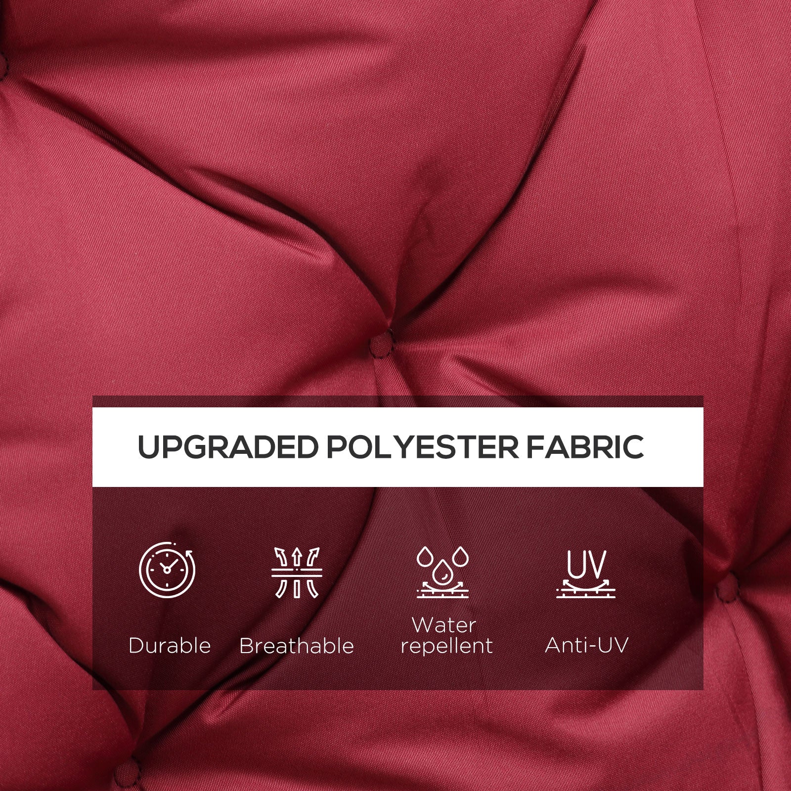 3 Seater Outdoor Swing Cushions with Backrest, Replacement Cushions for Patio Furniture, Wine Red