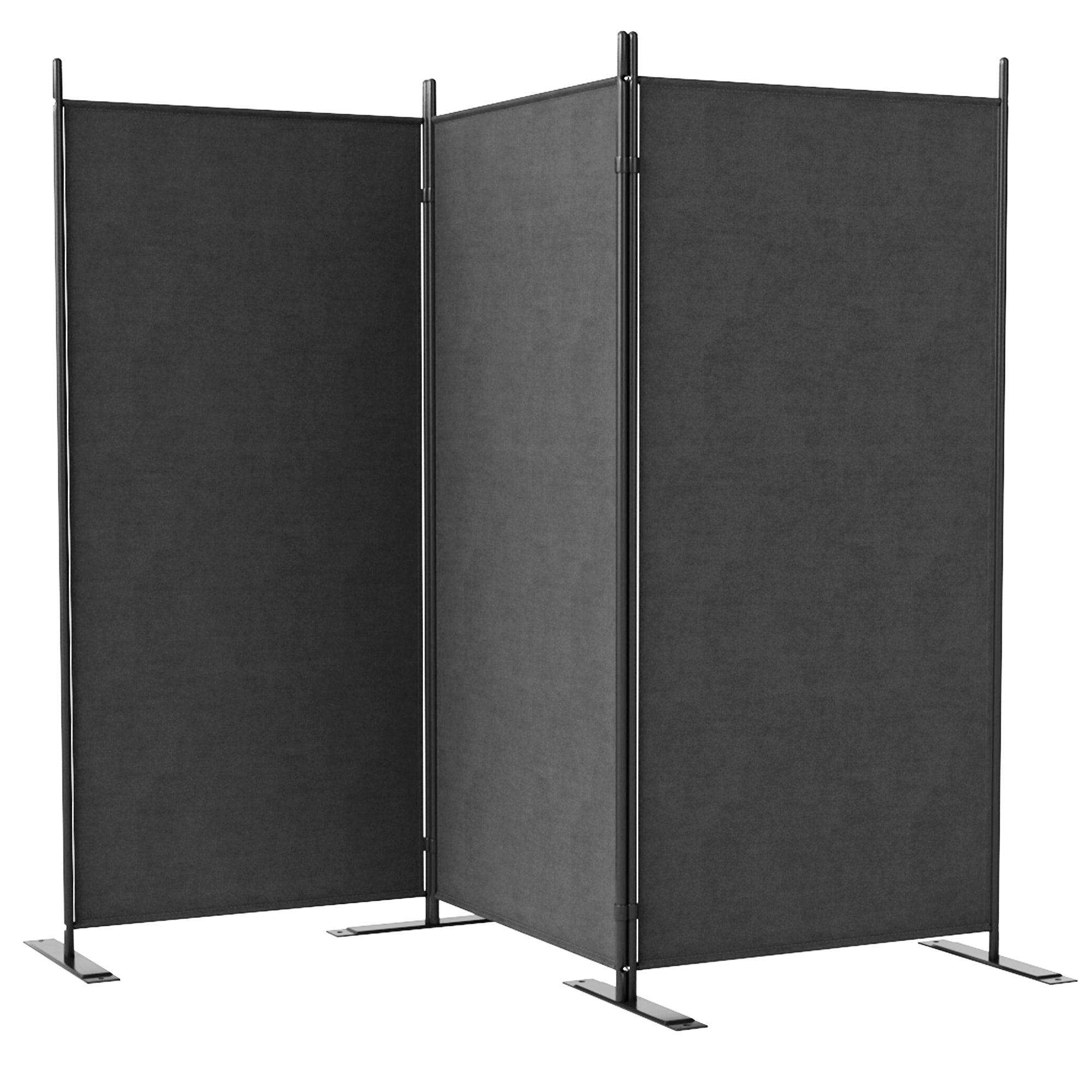 3 Panel Folding Outdoor Privacy Screen, 5.8FT Tall Room Divider with UV30+ Protection, Freestanding Privacy Panel Partition with Stable Base for Indoor Outdoor, Dark Grey