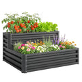 2 Tier Raised Garden Bed, 47" x 40" x 23" Galvanized Steel Planter Box for Vegetables, Flowers, and Herbs, Dark Grey