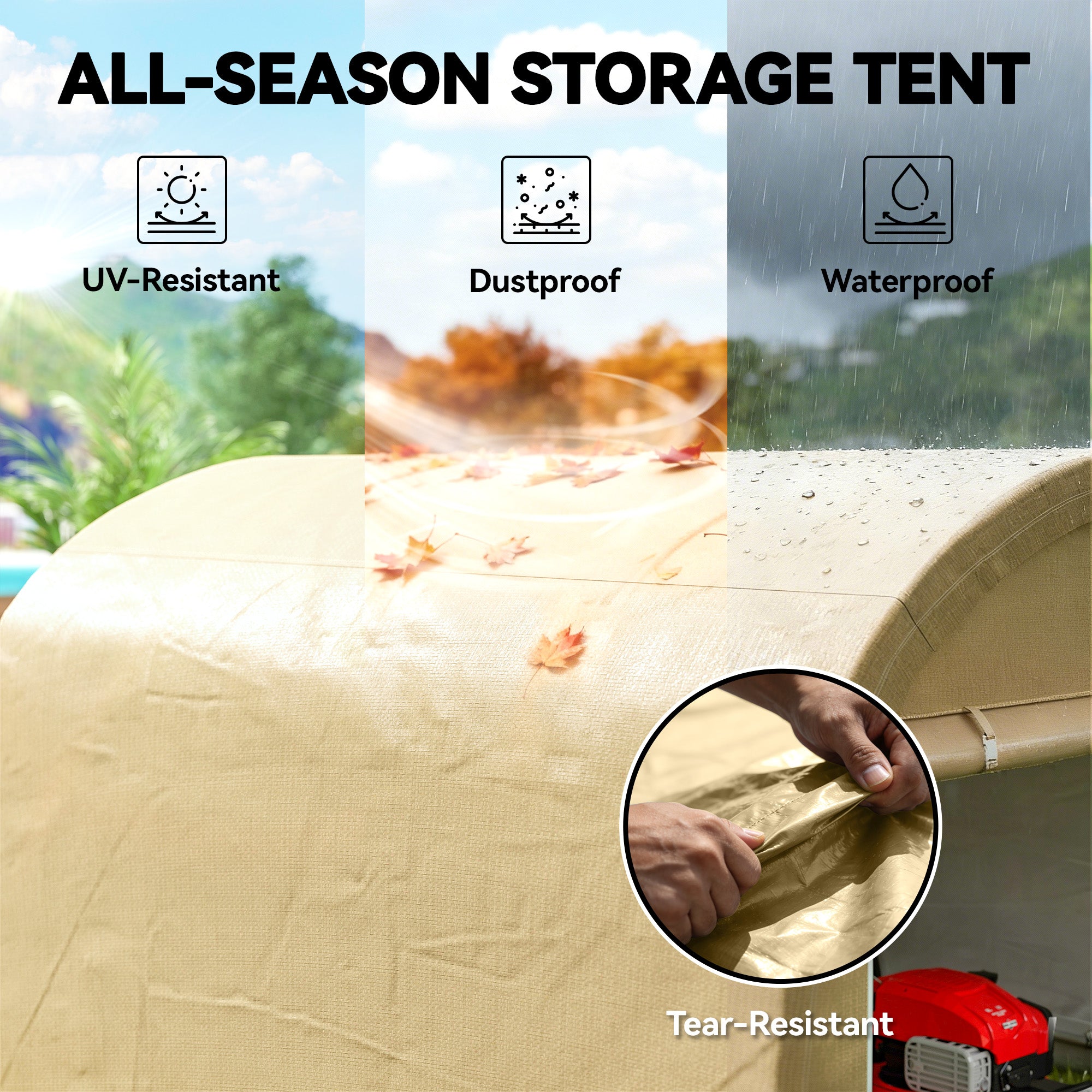 10' x 10' Outdoor Storage Tent, Heavy Duty and Waterproof Portable Shed for Bike, Motorcycle & Garden Tools