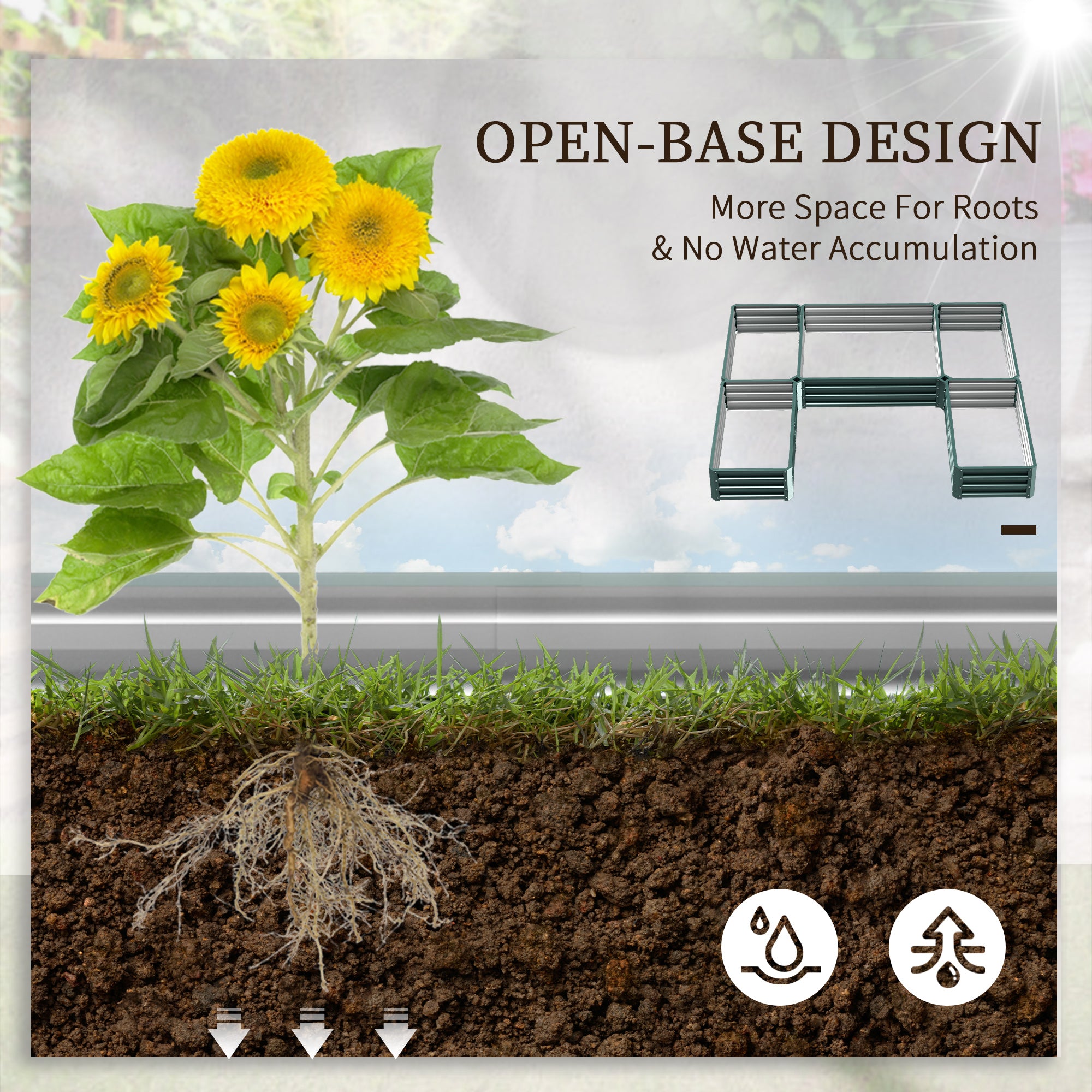 Steel Raised Garden Bed, Set of 5 Large Box Planters for Outdoor Plants Vegetables Flowers Herbs, 8x8x1ft, Green