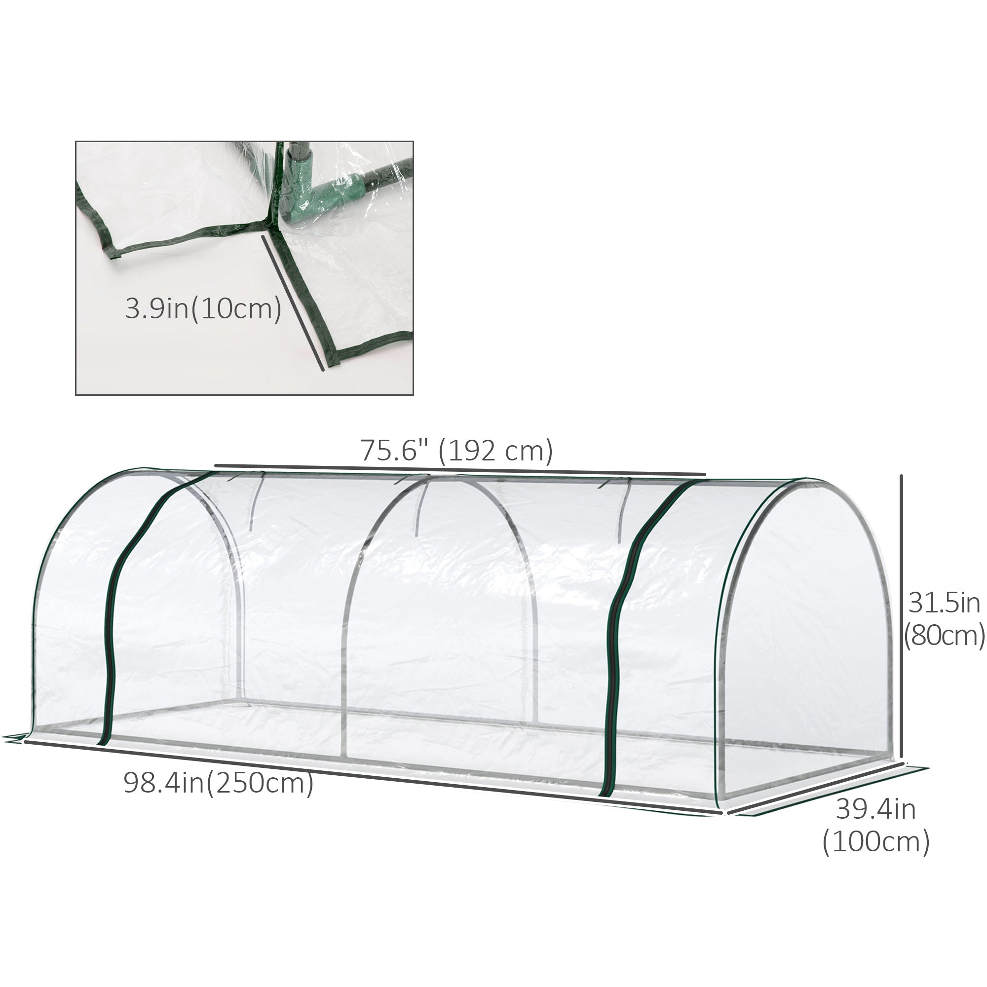 8' x 3' x 2.6' Mini Greenhouse Portable Hot House for Plants with Zippered Doors for Outdoor, Indoor, Garden, Clear