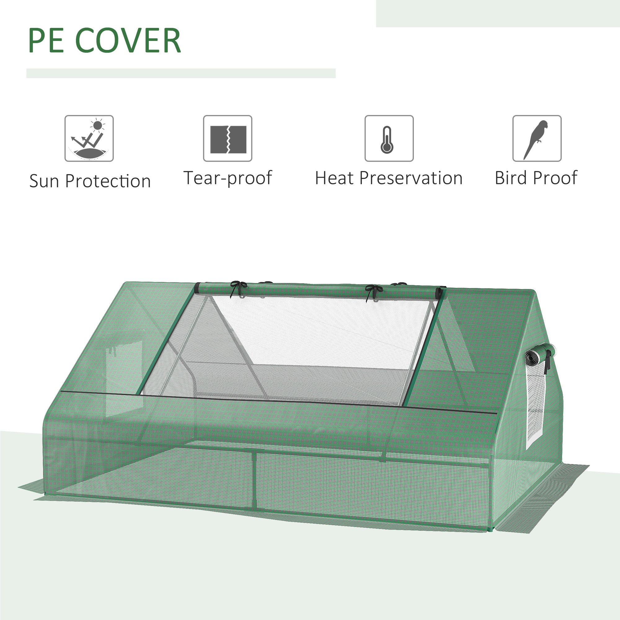 71" x 55" x 32" Mini Greenhouse Portable Hot House for Plants with 2 Large Windows and Ground Nails for Outdoor, Indoor, Garden, Gardening Kit, Green