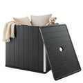 30 Gallon Storage Box, Outdoor Side Table with Umbrella Holder, Black