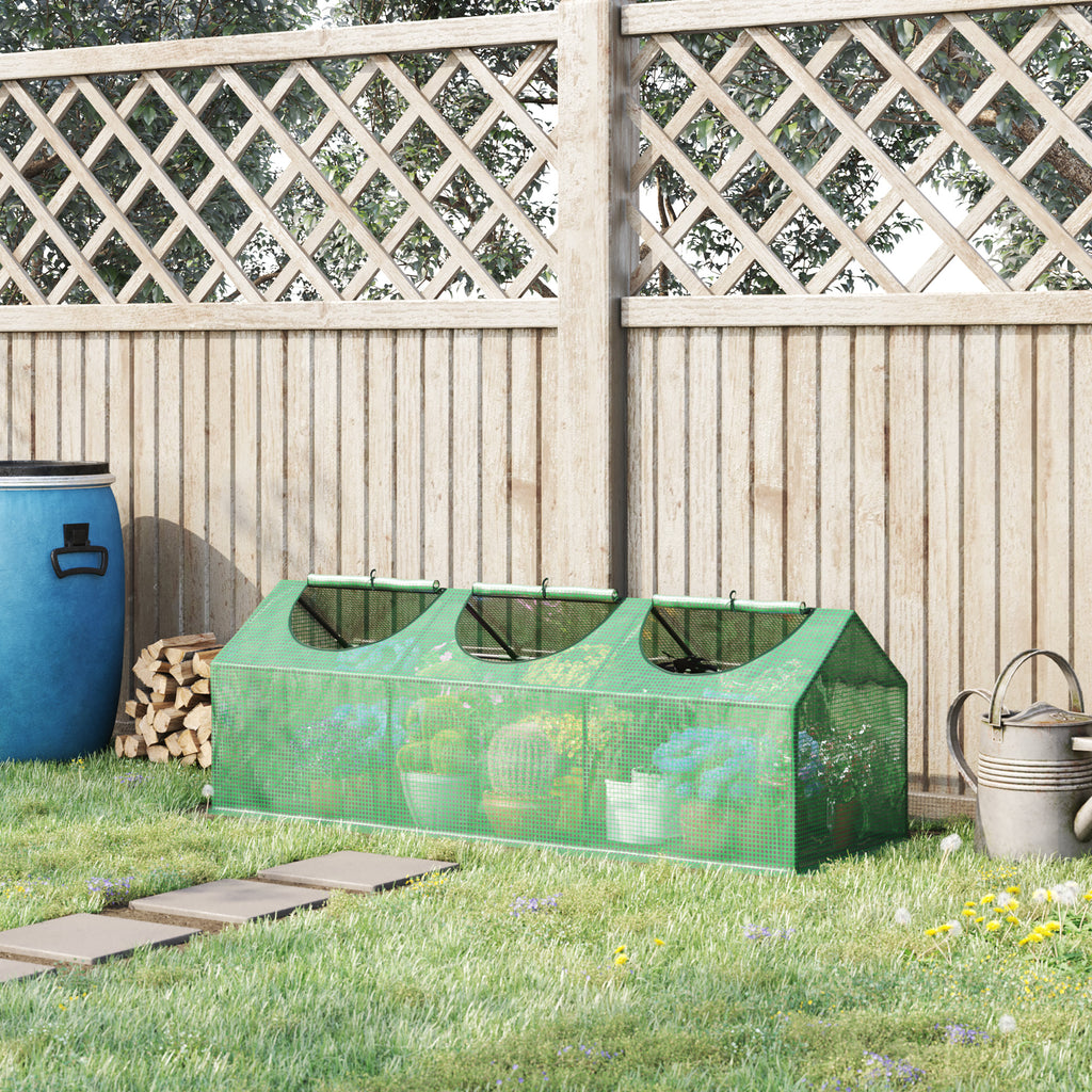 Portable Mini Tunnel Greenhouse Garden Planting Warm House with 3 Windows, 71" x 24" x 24", Green