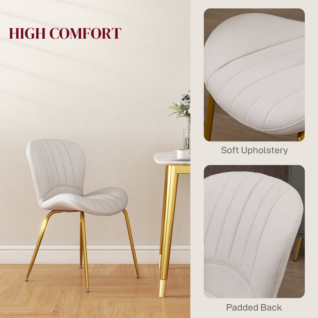 Dining Chairs Set of 4, Modern Accent Chair with Cushioned Backrest, Upholstery for Living Room, Cream White