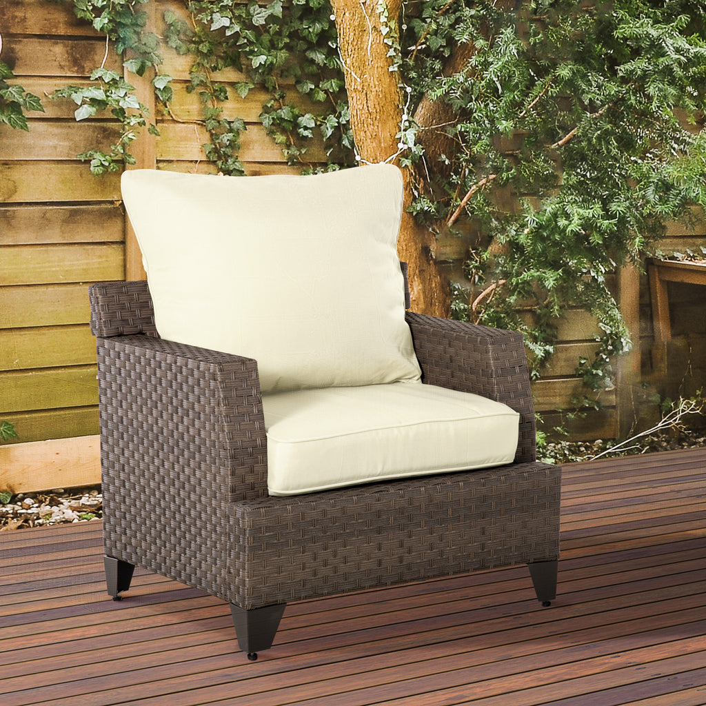 Patio Chair Cushions, Thick Deep Seat Outdoor Seat Cushion with Back Cushion, Cream White