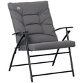 Foldable Lounge Chair, Fabric Upholstered Recliner, Outdoor Lounger with Armrest, Metal Frame for Backyard, Grey