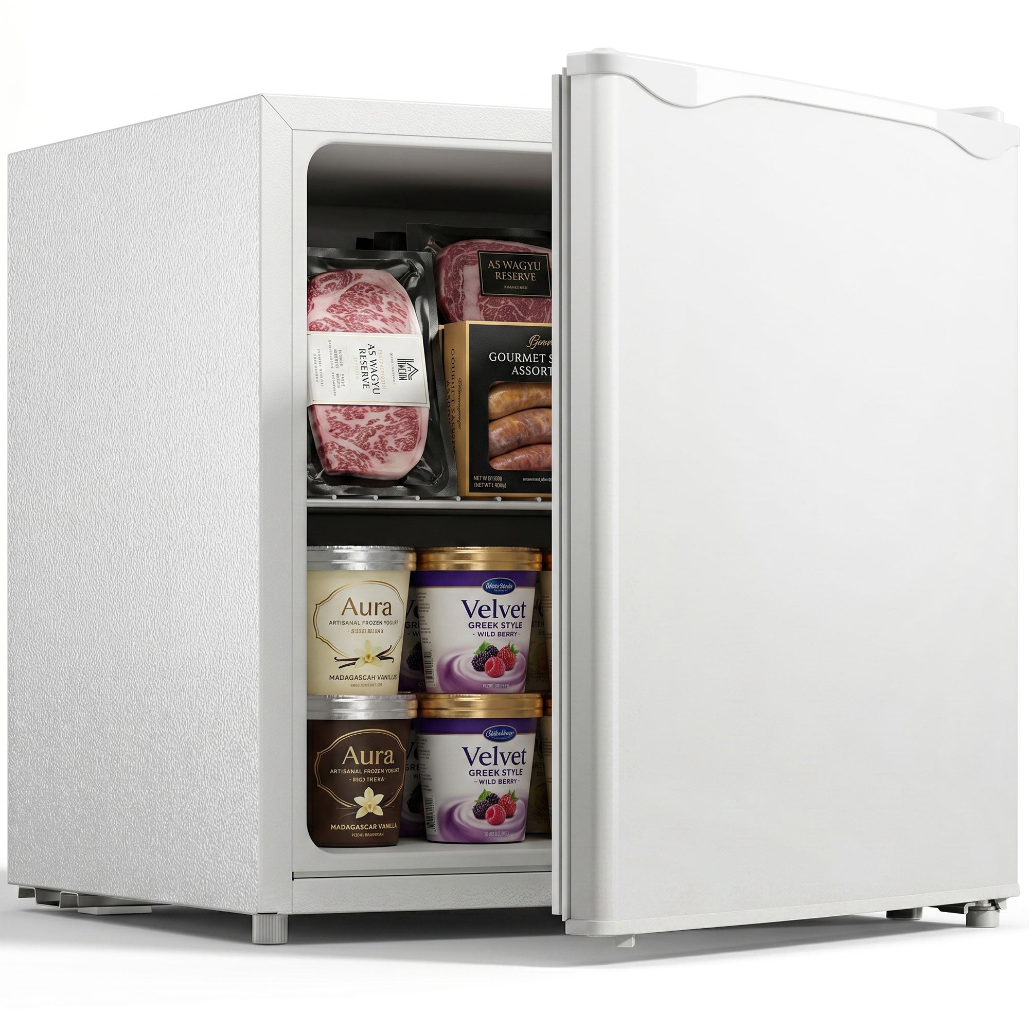 1.1 Cu. Ft. Mini Freezer, Compact Upright Freezer with Reversible Door, Removable Shelf, Adjustable Temperature, White