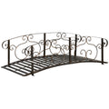 6FT Steel Garden Bridge with Safety Siderails, Decorative Arc Landscaping Bridge for Backyard Creek Stream Pond, Brown