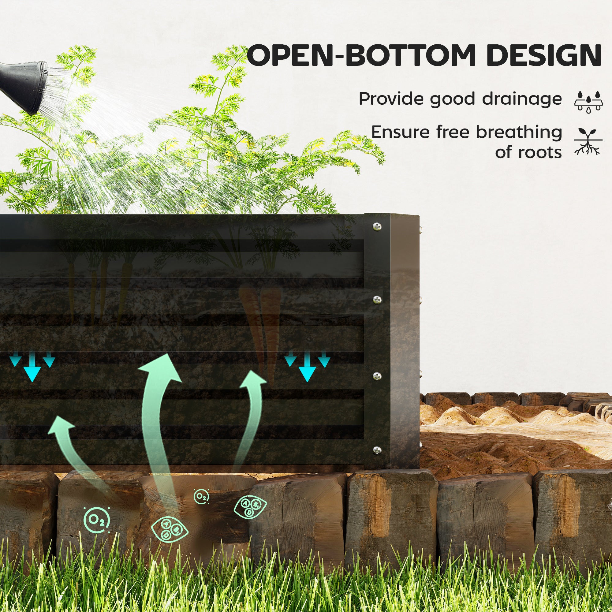 Steel Raised Garden Bed, Set of 5 Large Box Planters for Outdoor Plants Vegetables Flowers Herbs, 8x8x1ft, Black