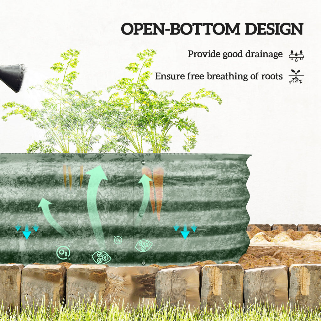 7.9 x 2 x 1ft Galvanized Raised Garden Bed Kit, Metal Planter Box with Safety Edging, Green