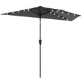 Half Outdoor Patio Umbrella with Solar LED Lights Half Umbrella with Crank 105.1" x 53.5" Black