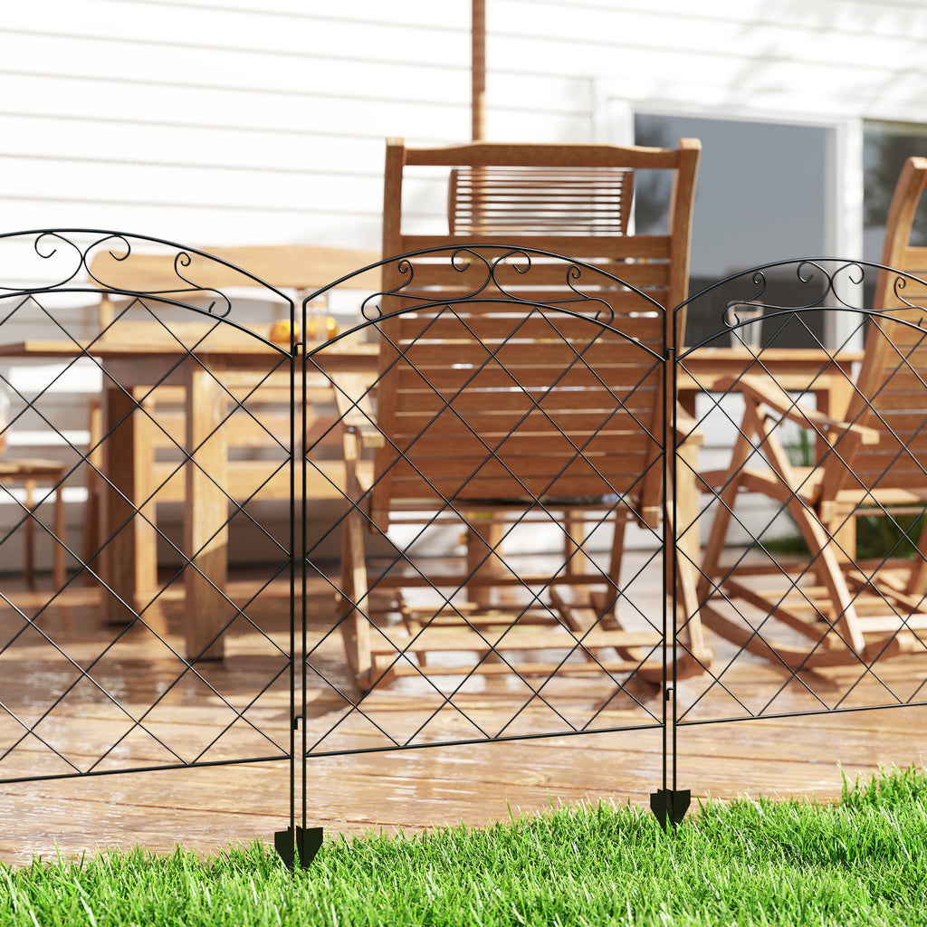 4 Pack Garden Fencing for Yard, Decorative Fence Panels as Animal Barrier and Flower Edging, Circle, Black