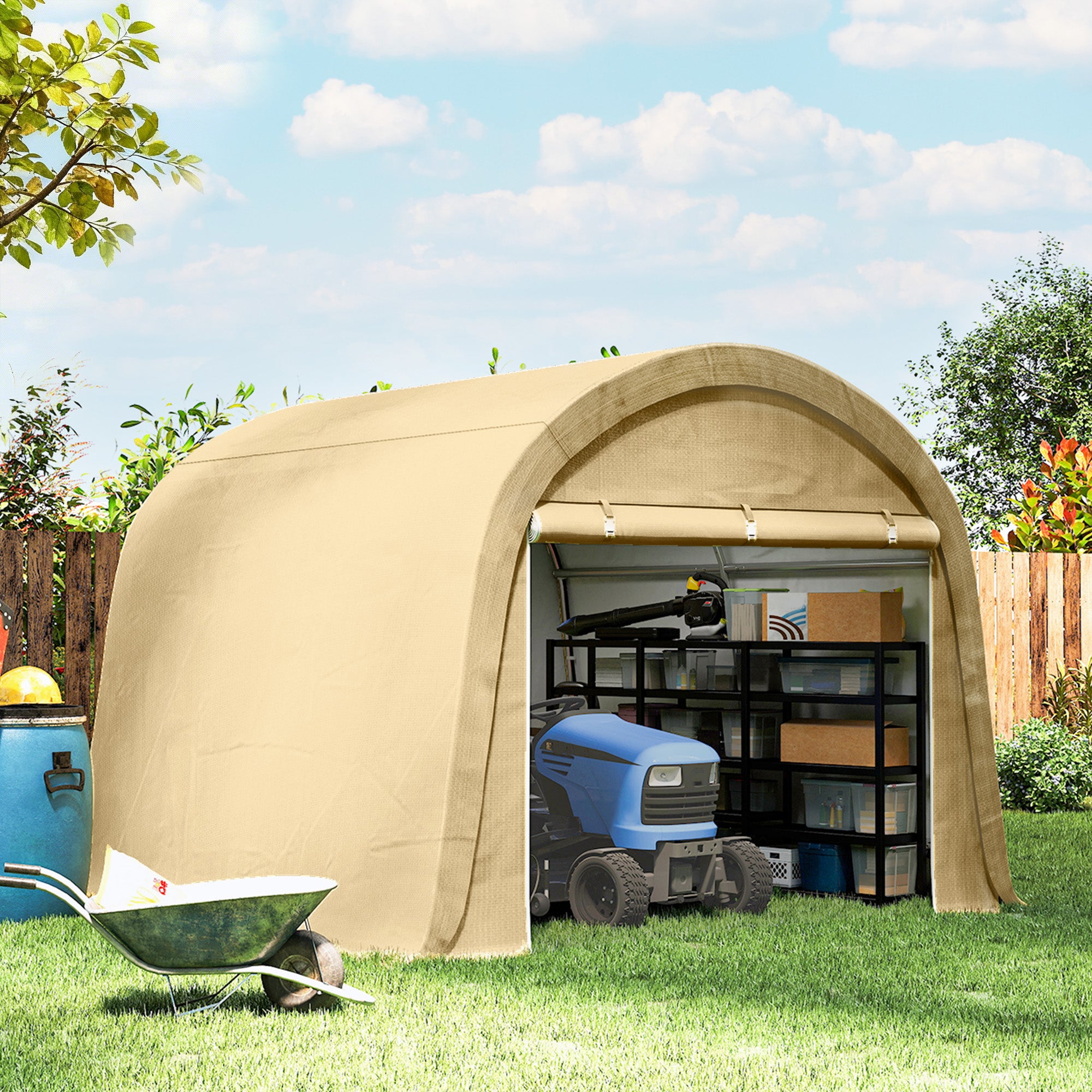 10' x 10' Outdoor Storage Tent, Heavy Duty and Waterproof Portable Shed for Bike, Motorcycle & Garden Tools
