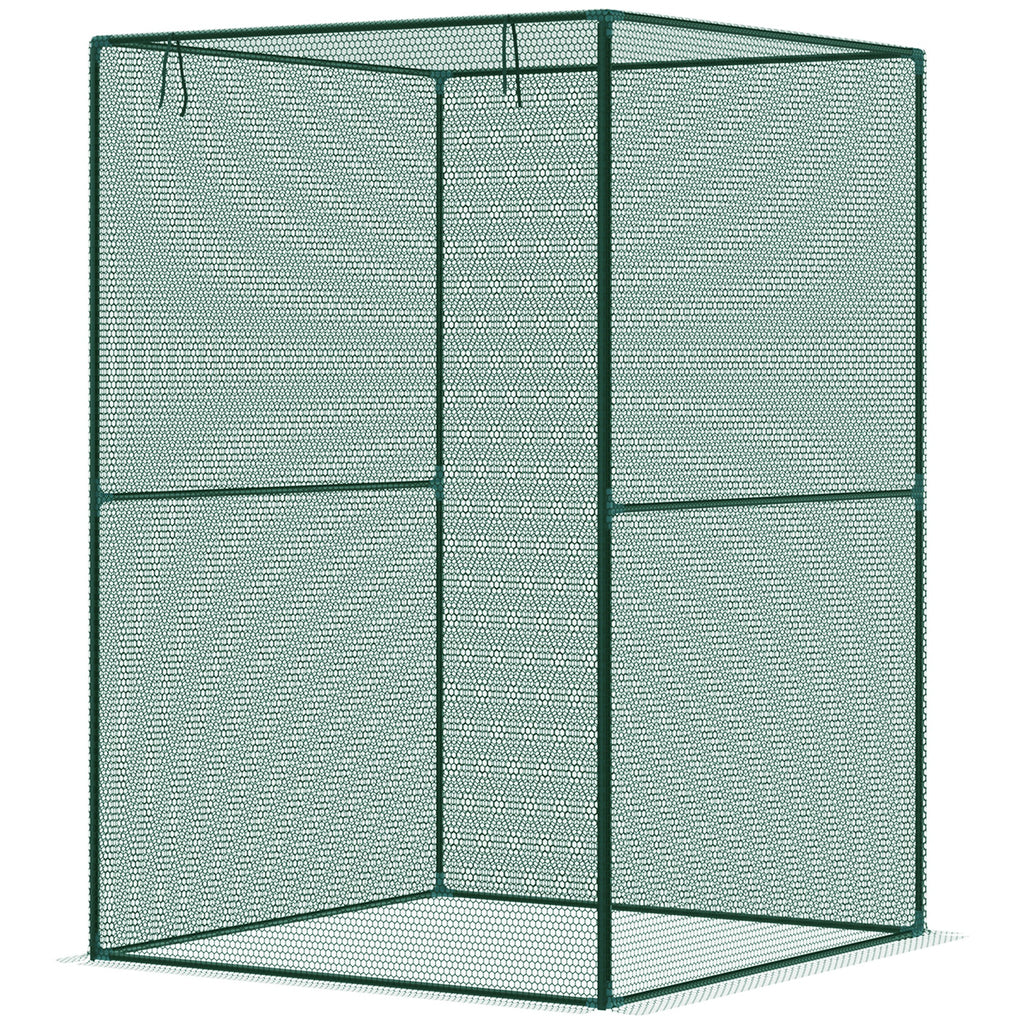 4' x 4' Walk-in Greenhouse, Garden Planting Warm House With Roll-Up Zipper Door for Seedlings Herbs Flowers, Dark Green