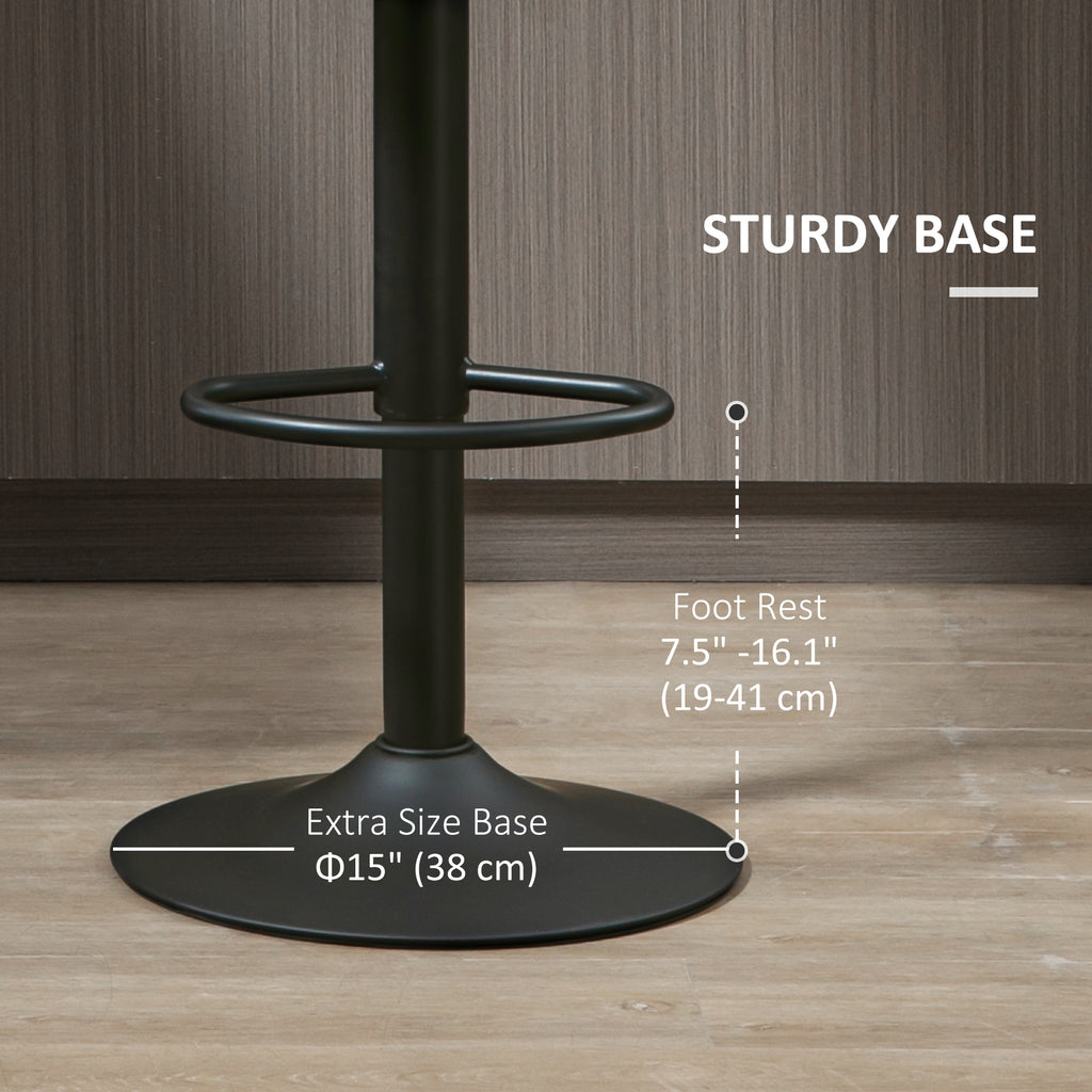 Modern Adjustable Bar Stools Set of 2, Swivel Barstool with Footrest, PU Leather Round Top for Kitchen, Dark Grey