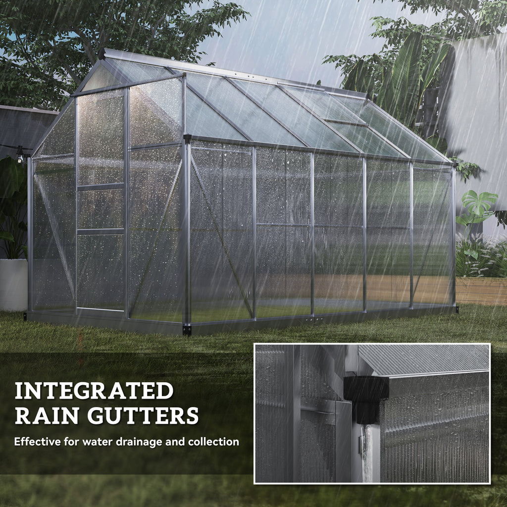 6' x 10' x 6.6' Polycarbonate Greenhouse, Walk-In Green House Kit Garden, Plants Grow, Galvanized Sheet Aluminum Frame