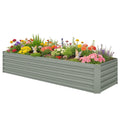 8' x 2.6' x 1.5' Galvanized Raised Bed, Large Elevated Planter Box for Growing Flowers, Herbs and Vegetables, Light Grey