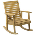 Wooden Outdoor Rocking Chair, Patio Traditional Rocking Chair, Slatted Structure Porch Rocker w/ Armrest for Both Outdoor and Indoor, Light Brown