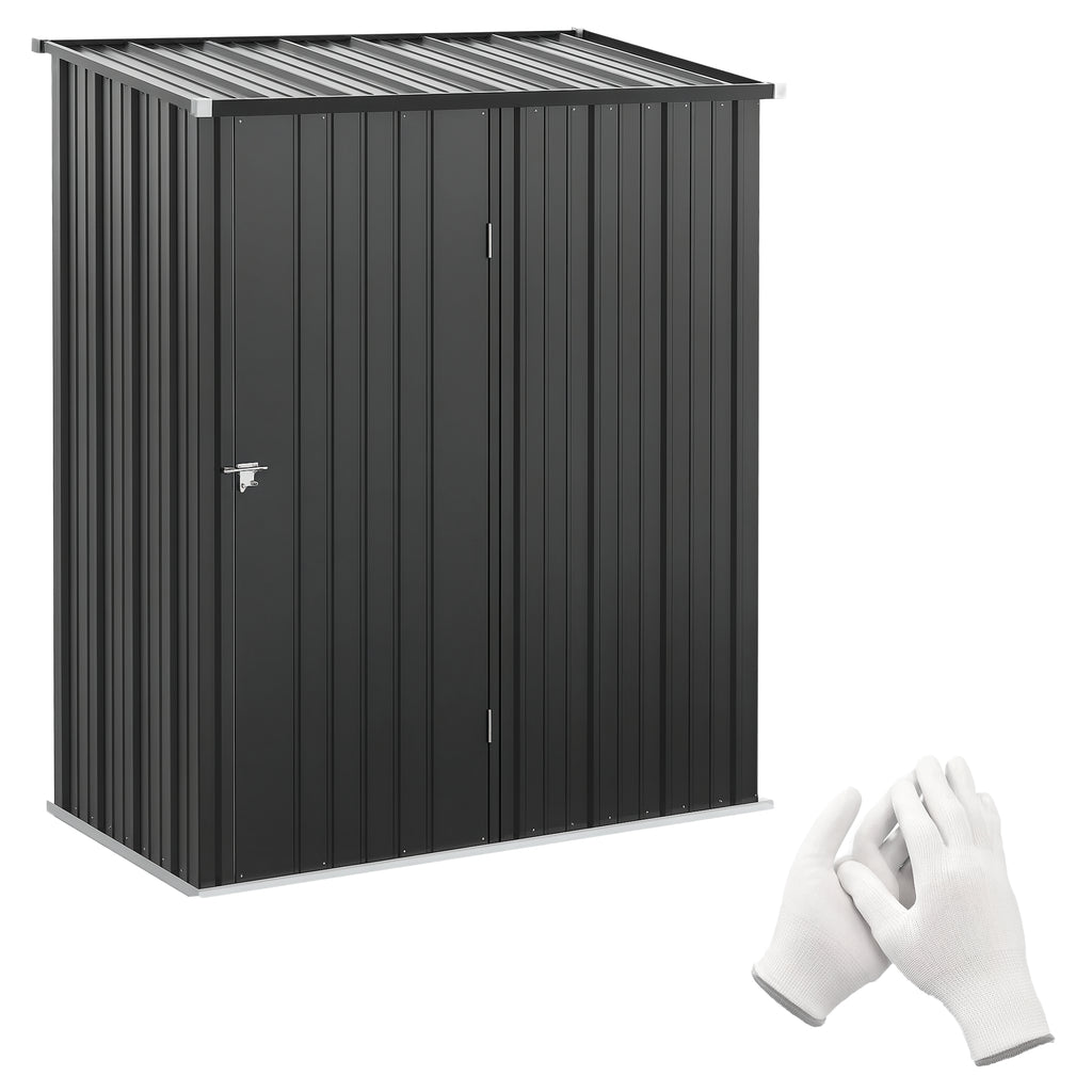 5' x 3' Outdoor Storage Shed, Steel Garden Shed with Single Lockable Door, Tool Storage Shed for Backyard, Black