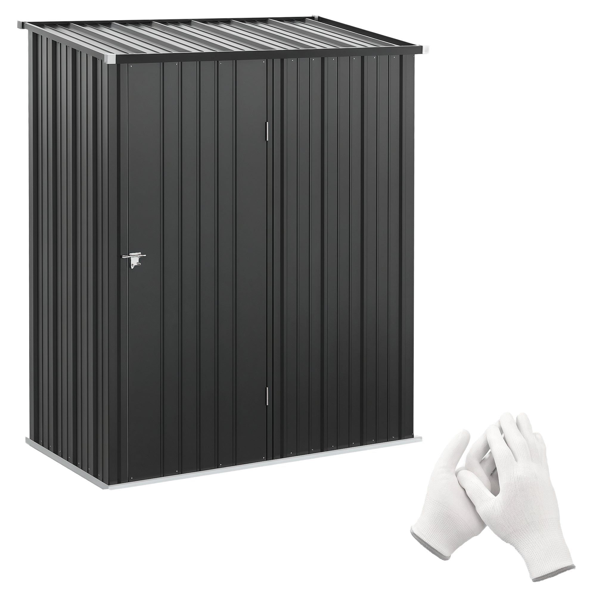 5' x 3' Outdoor Storage Shed, Steel Garden Shed with Single Lockable Door, Tool Storage Shed for Backyard, Black