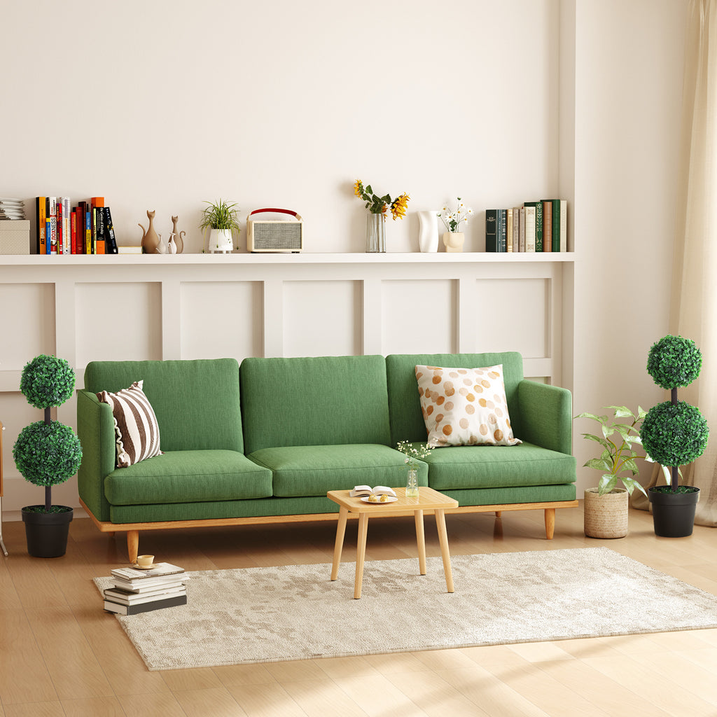 2 Ball Topiary Tree in Pot for Home Decor Set of 2, Artificial Plant for Home Office, Living Room Decor, Dark Green