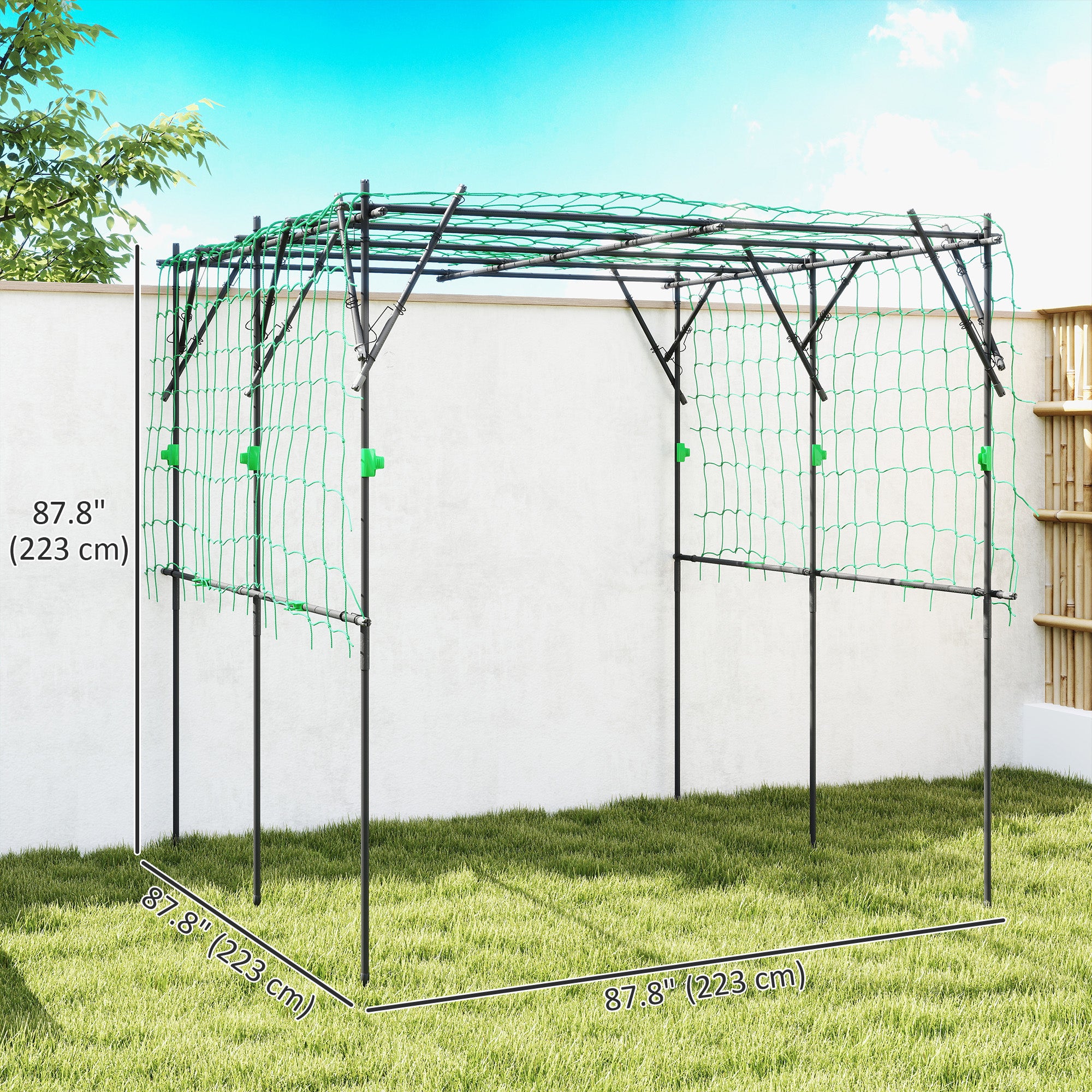 Garden Arch Cucumber Trellis for Climbing Plants, 7.3 FT Tall Metal Plant Trellis Support with Climbing Net, Black