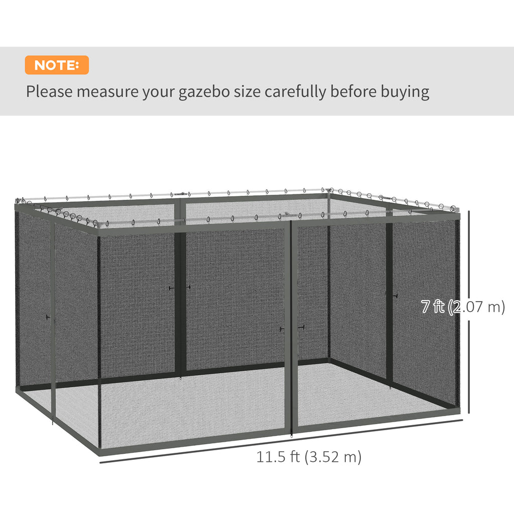 Replacement Mosquito Netting for Gazebo 10' x 13' Black Screen Walls for Canopy with Zippers