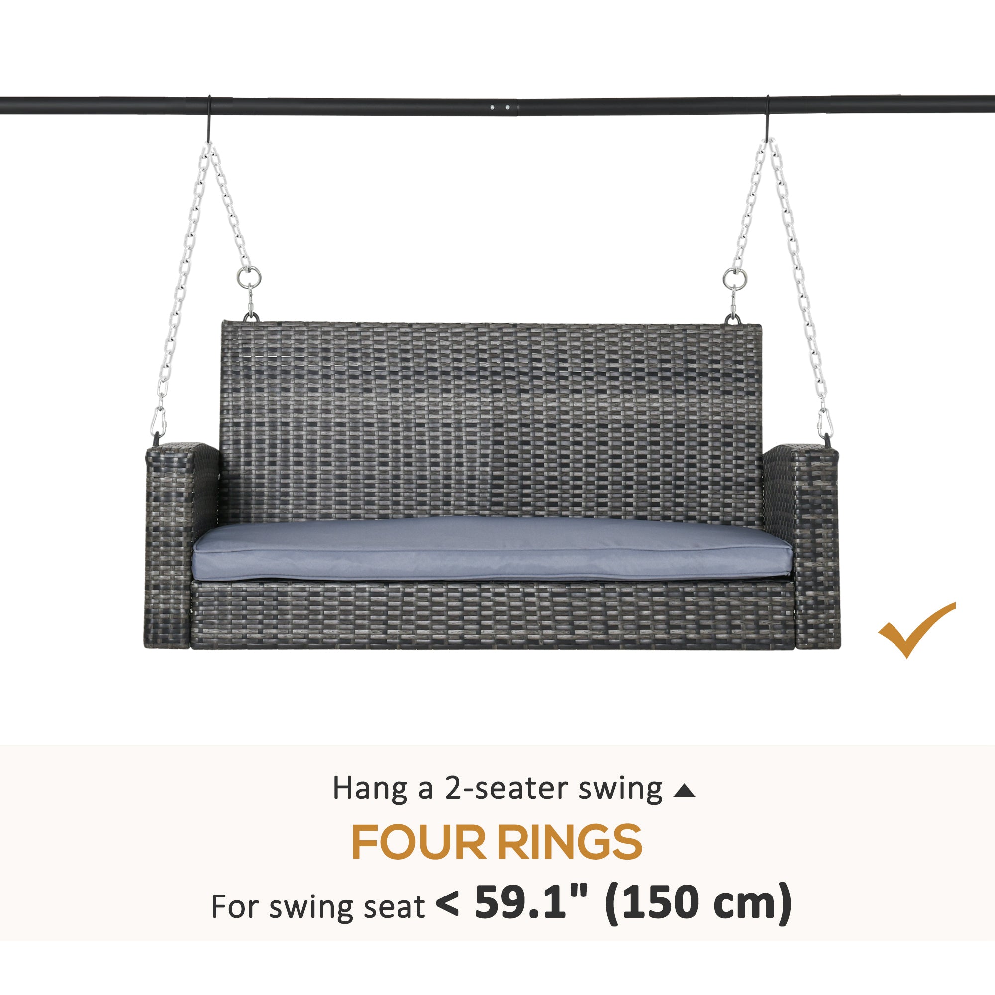 Metal Swing Stand Swing Frame, Hanging Chair Stand Only, 528 LBS Weight Capacity, for Backyard, Patio, Lawn, Black