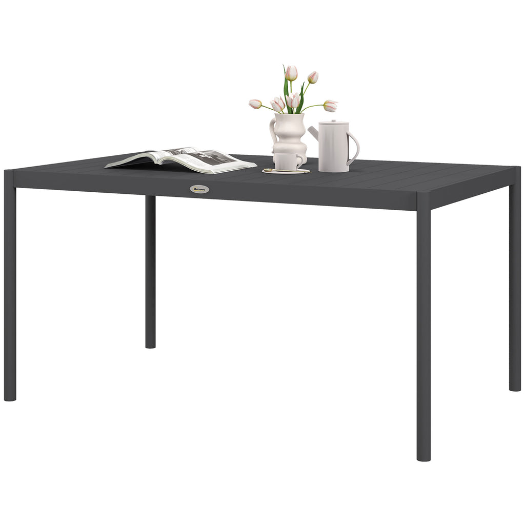 Outdoor Dining Table w/ Aluminium Frame, Garden Table, 57", Dark Grey