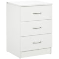 Bedside Table with 3 Drawers, Modern Wood Nightstand, Side End Table for Bedroom, White