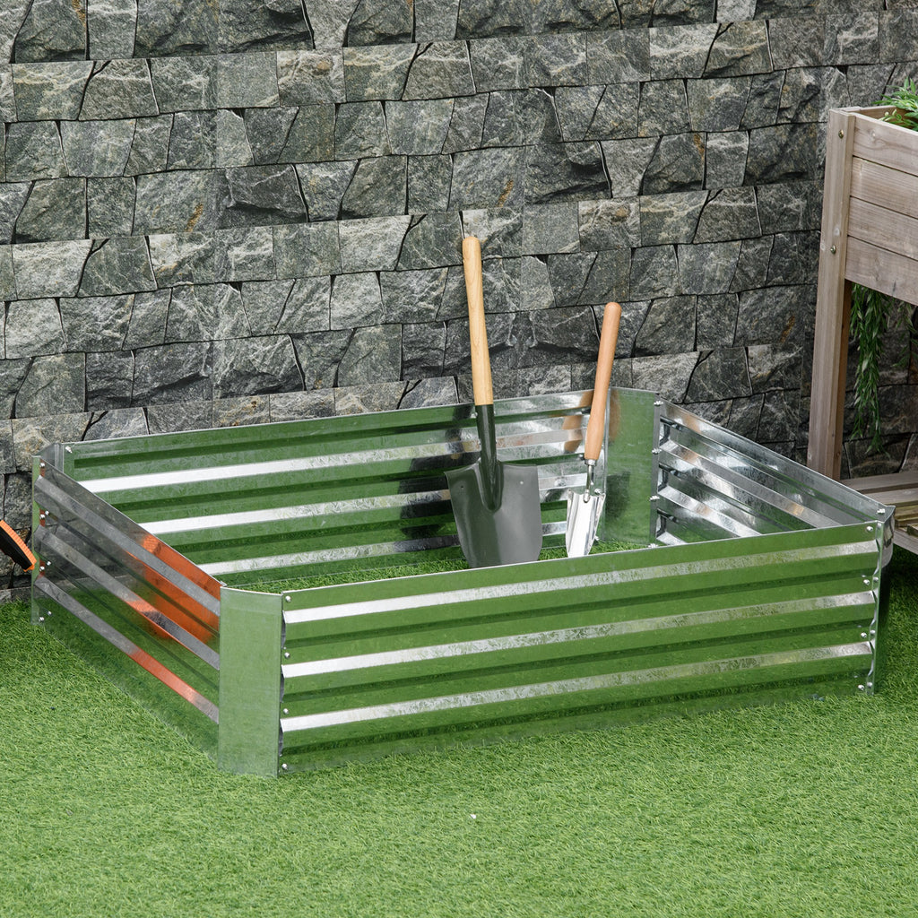 Galvanized Raised Garden Bed, 4' x 3' x 1' Outdoor Metal Planter Box, Raised Bed for Growing Flowers and Herbs
