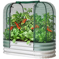 Galvanized Raised Garden Bed with Crop Cage Protection Net Cover, Outdoor Planter Box for Vegetables, Flowers, Herbs
