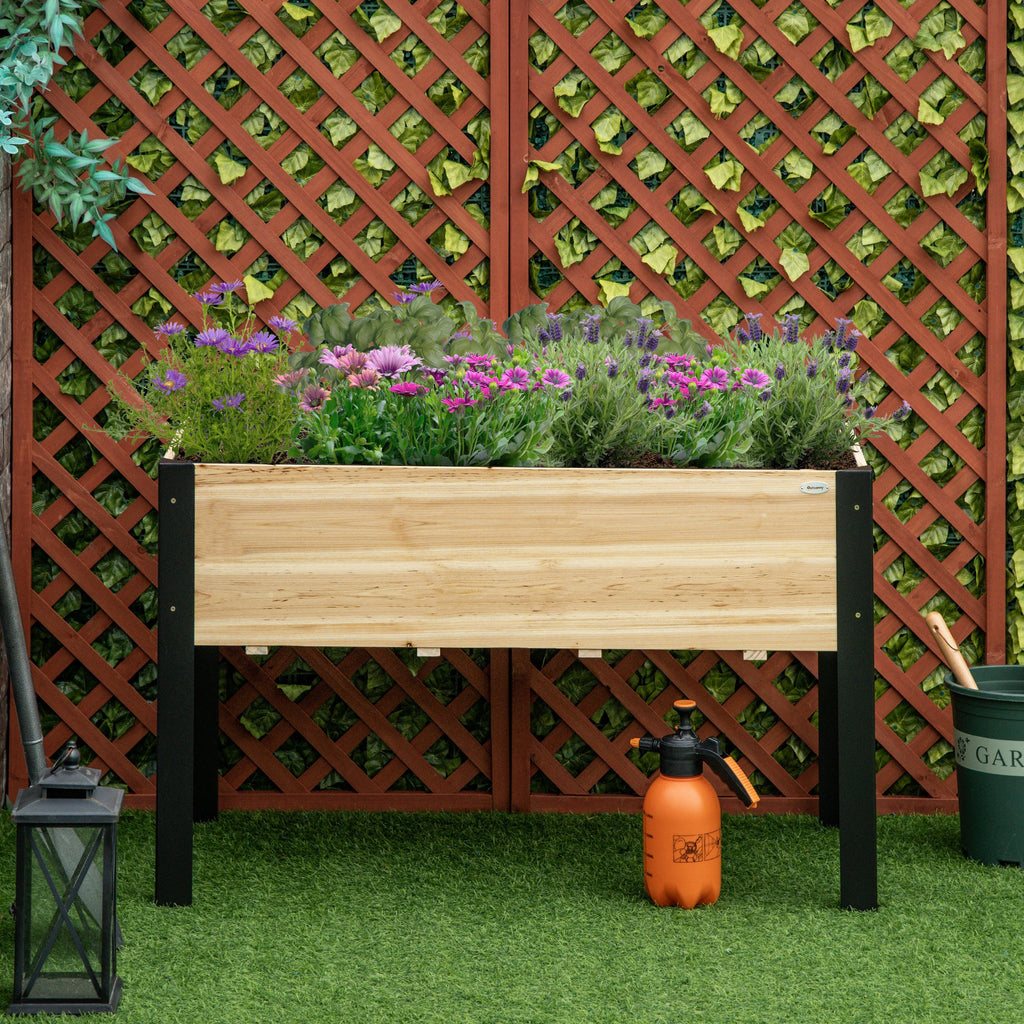 Raised Garden Bed, Elevated Planter Box, 47"x24"x29" with Legs, Metal Frame, Wooden Planter Pot for Backyard, Patio to Grow Vegetables, Herbs, and Flowers, Natural