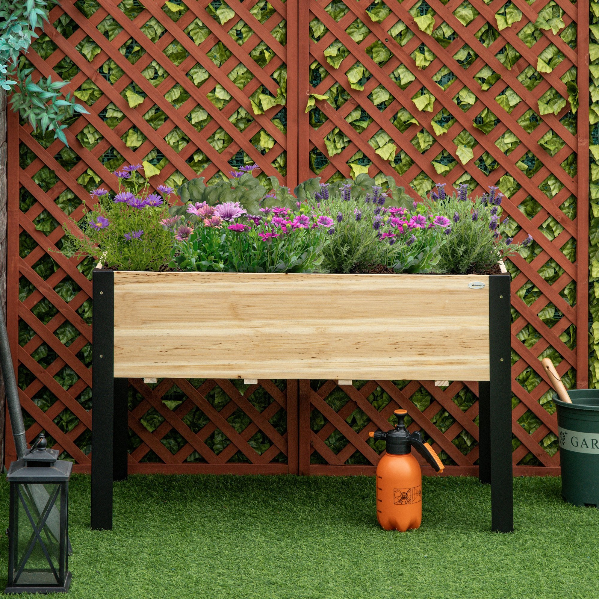 Raised Garden Bed, Elevated Planter Box, 47"x24"x29" with Legs, Metal Frame, Wooden Planter Pot for Backyard, Patio to Grow Vegetables, Herbs, and Flowers, Natural