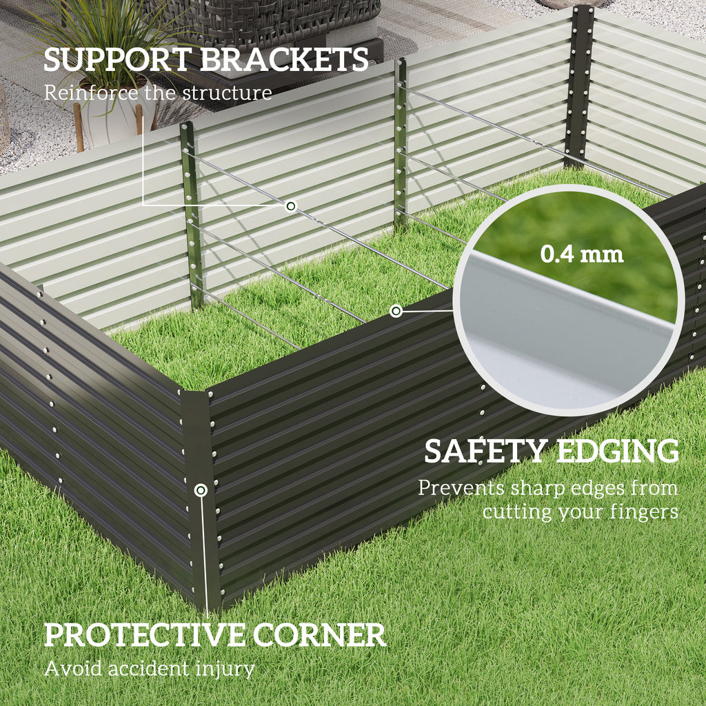 8' x 4' x 2' Raised Garden Bed, Galvanized Planter Box for Growing Flowers, Herbs and Vegetables, Dark Grey