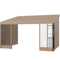 10' x 13' Wall Pergola, Outdoor Gazebo with 2 Curtains and 2 Nettings, UV Resistant, for Patio, Deck, Khaki