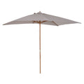 7' x 10' Wooden Patio Umbrella, Rectangle Garden Parasol, Outdoor Sunshade Canopy with Bamboo Ribs for Garden, Grey