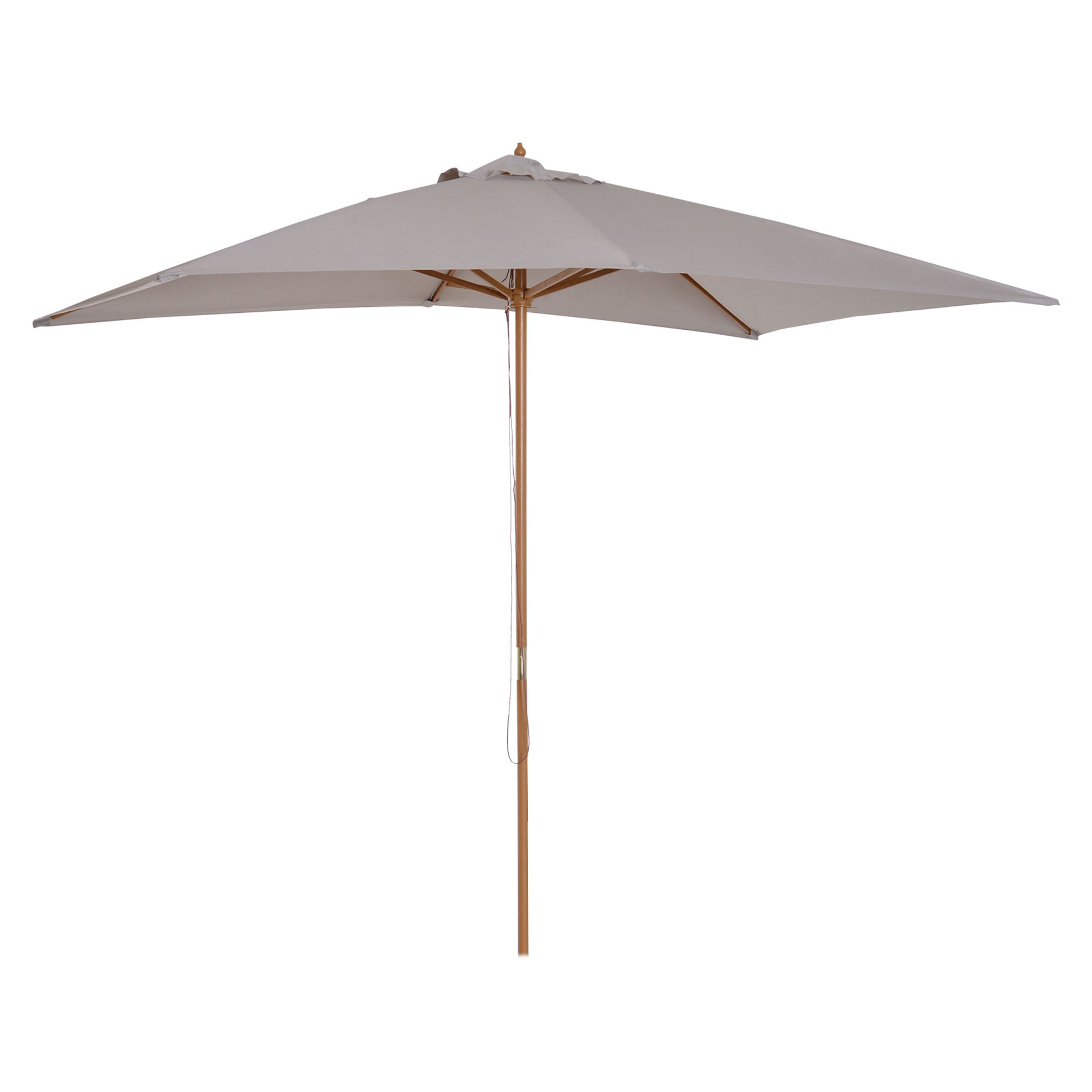 7' x 10' Wooden Patio Umbrella, Rectangle Garden Parasol, Outdoor Sunshade Canopy with Bamboo Ribs for Garden, Grey